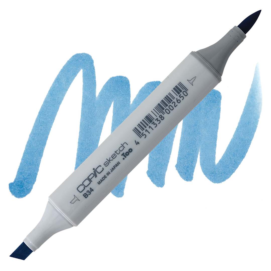 Open in modal - Copic Sketch Marker - Manganese Blue B34 marker and swatch
