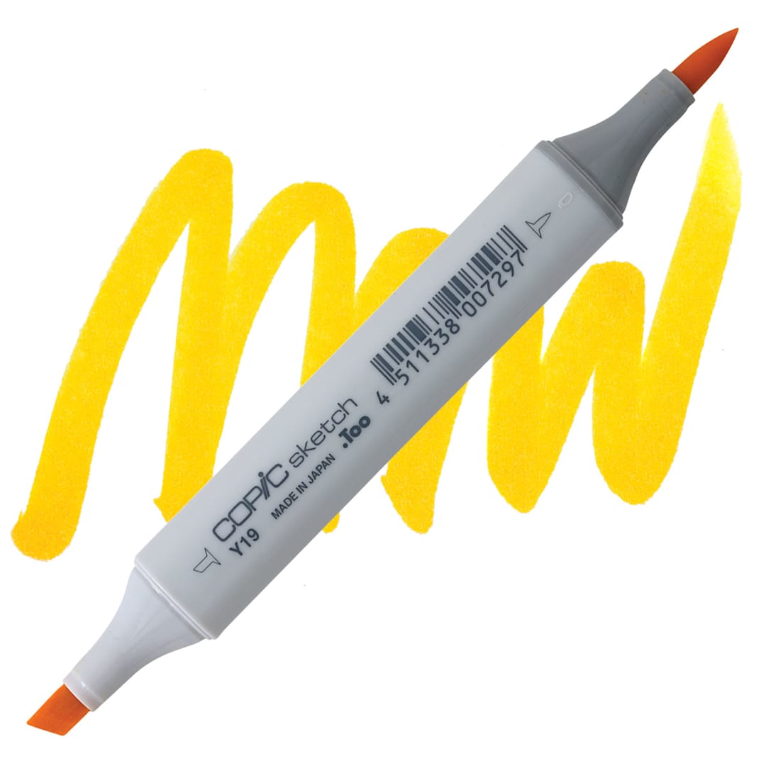 Open in modal - Copic Sketch Marker - Napoli Yellow Y19 marker and swatch