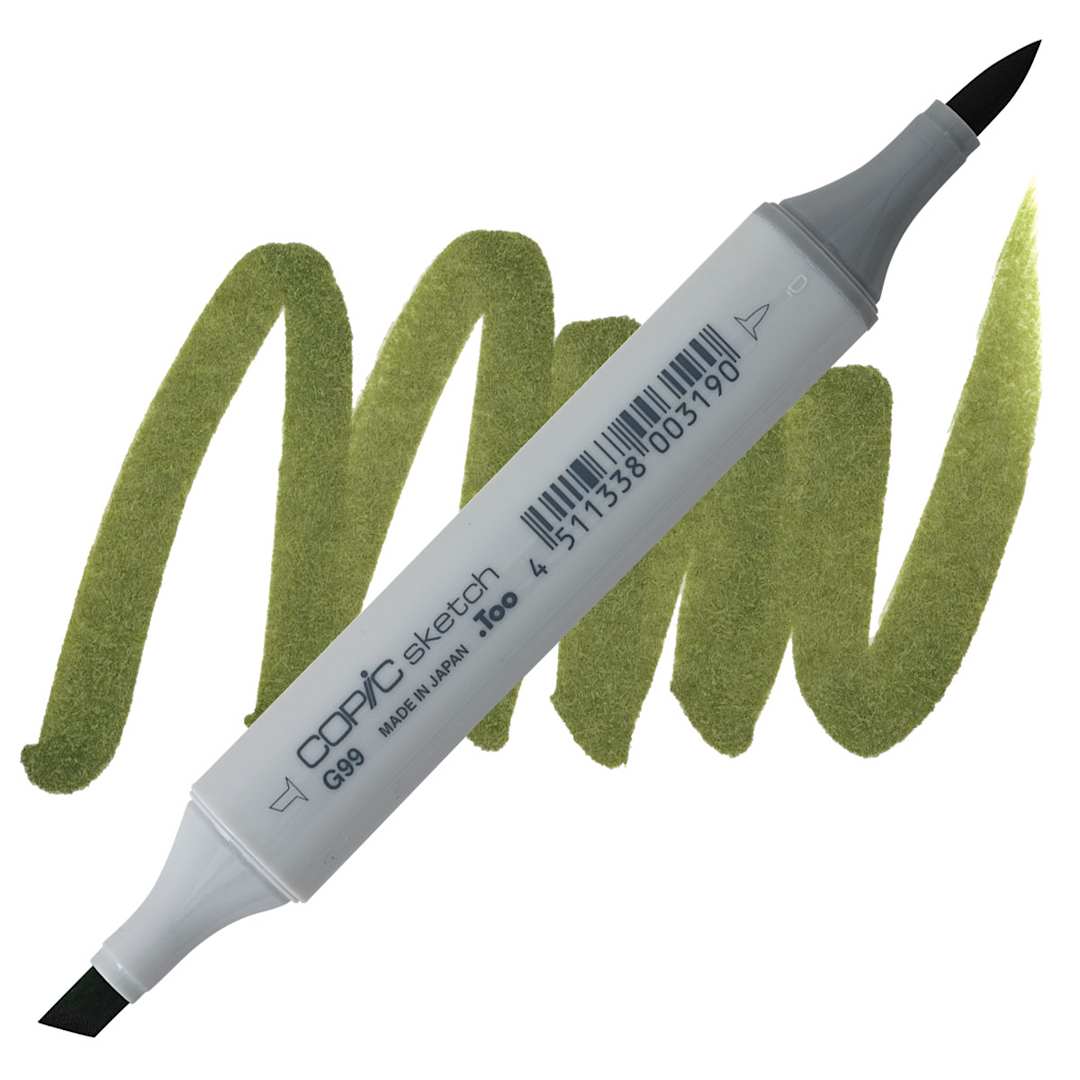 Open in modal - Copic Sketch Marker - Olive G99 marker and swatch