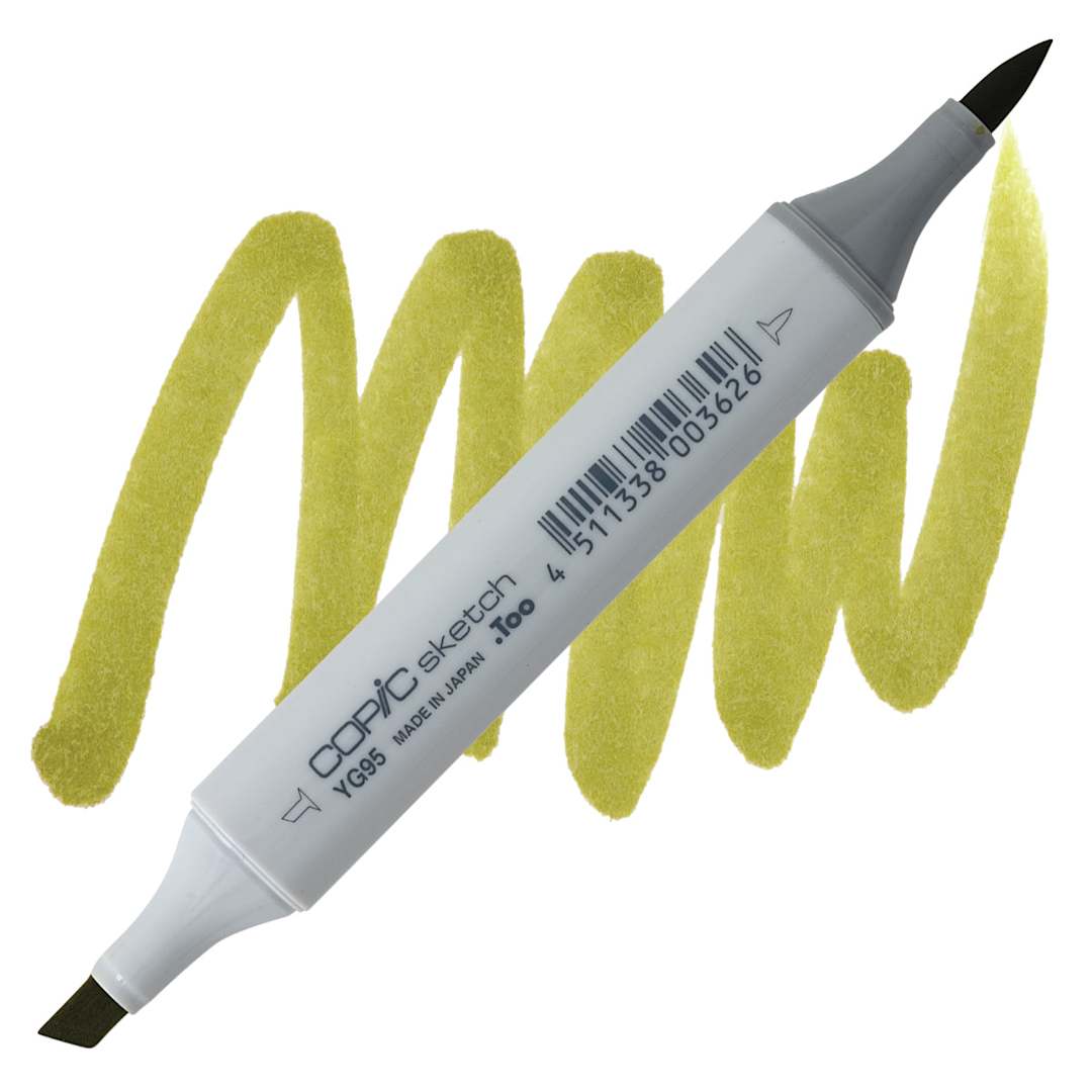Open in modal - Copic Sketch Marker - Pale Olive YG95 marker and swatch