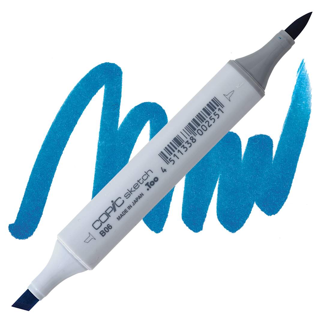 Open in modal - Copic Sketch Marker - Peacock Blue B06 marker and swatch