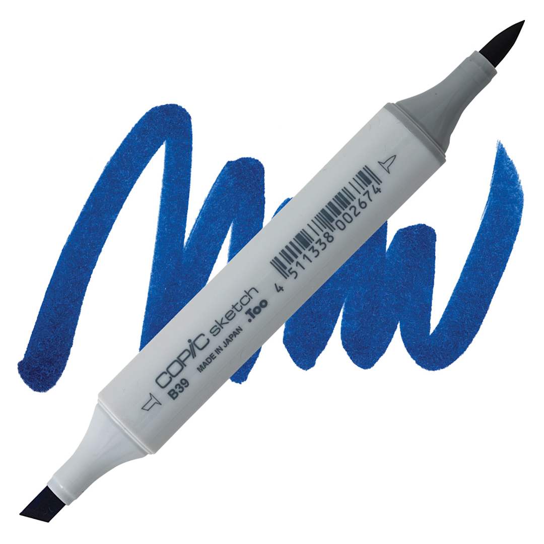Open in modal - Copic Sketch Marker - Prussian Blue B39 marker and swatch