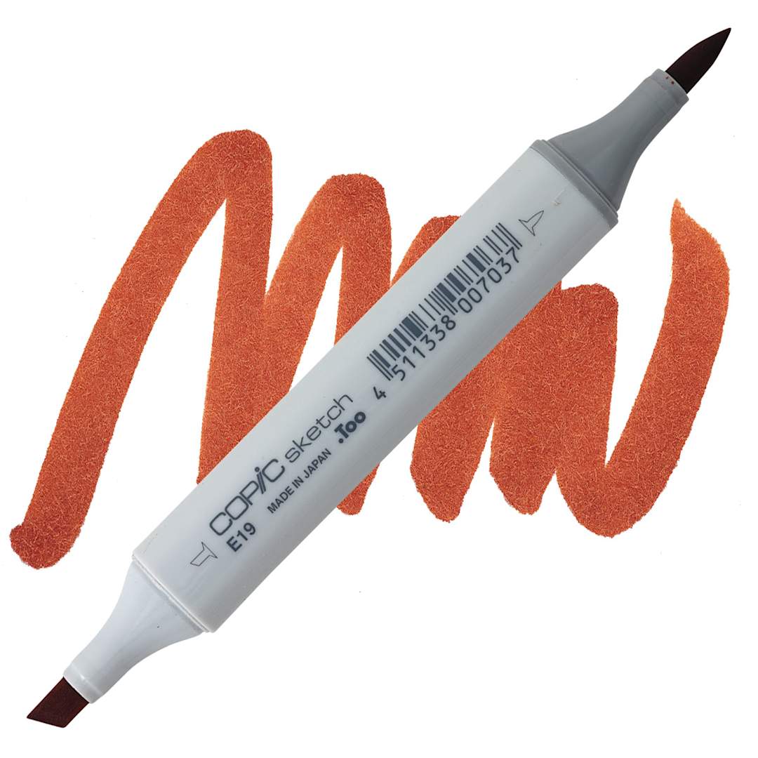 Open in modal - Copic Sketch Marker - Redwood E19 marker and swatch