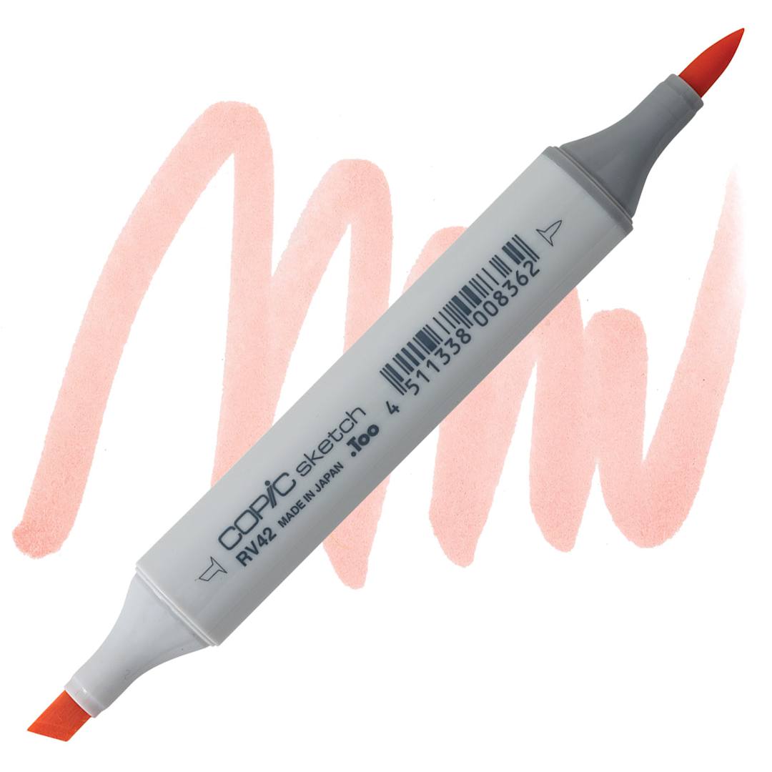 Open in modal - Copic Sketch Marker - Salmon Pink RV42 marker and swatch