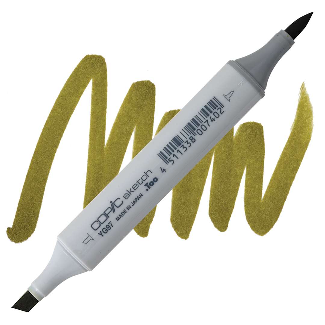 Open in modal - Copic Sketch Marker - Spanish Olive YG97 marker and swatch