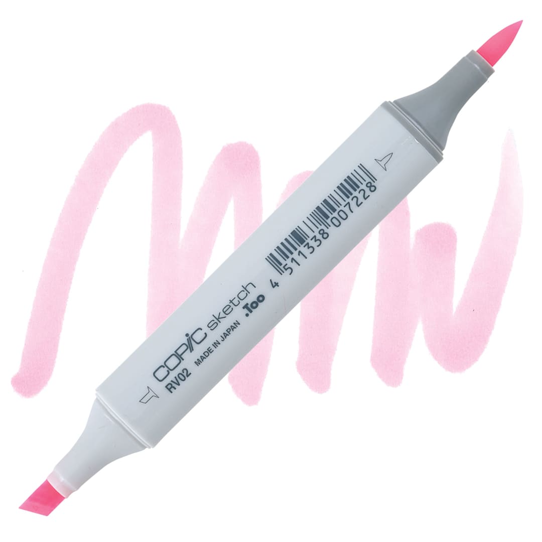 Open in modal - Copic Sketch Marker - Sugar Almond Pink RV02 marker and swatch