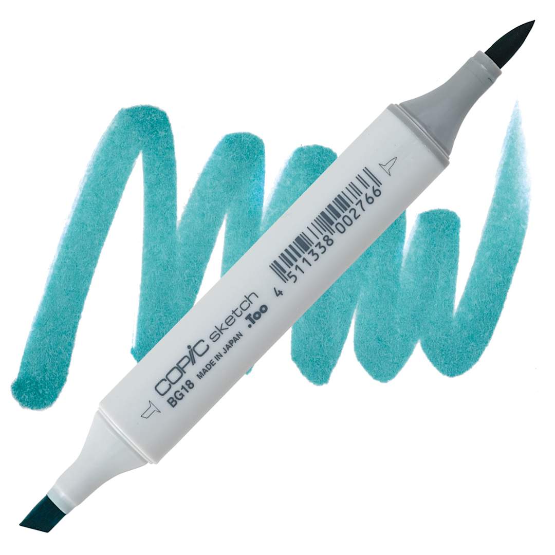 Open in modal - Copic Sketch Marker - Teal Blue BG18 marker and swatch