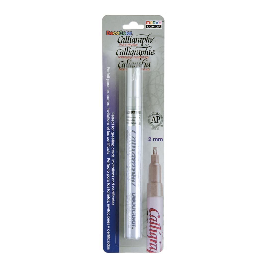 Open in modal - DecoColor Calligraphy Paint Marker Silver (Carded) - Peggable