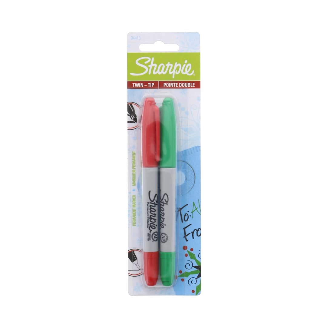 Open in modal - Sharpie Twin Tip Permanent Markers 2-Color Set (Red Green) - Peggable