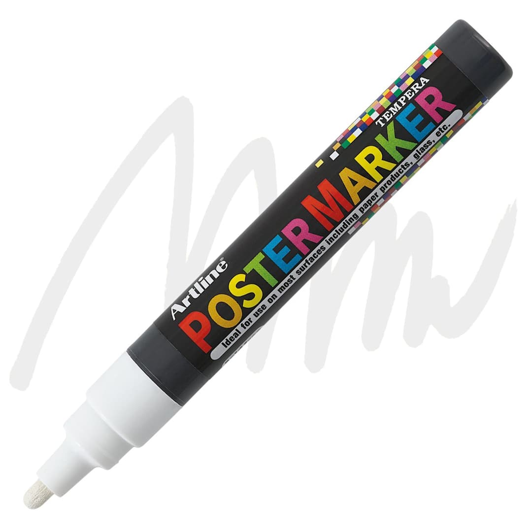 Open in modal - Artline Poster Markers - 4 mm Tip, White marker and swatch