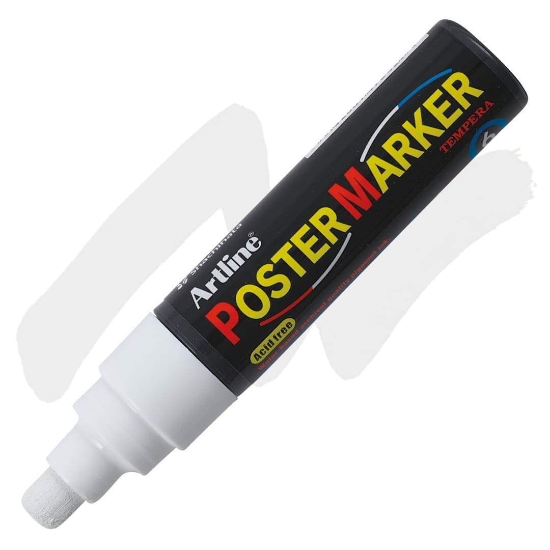 Open in modal - Artline Poster Markers - 6 mm Tip, White marker and swatch