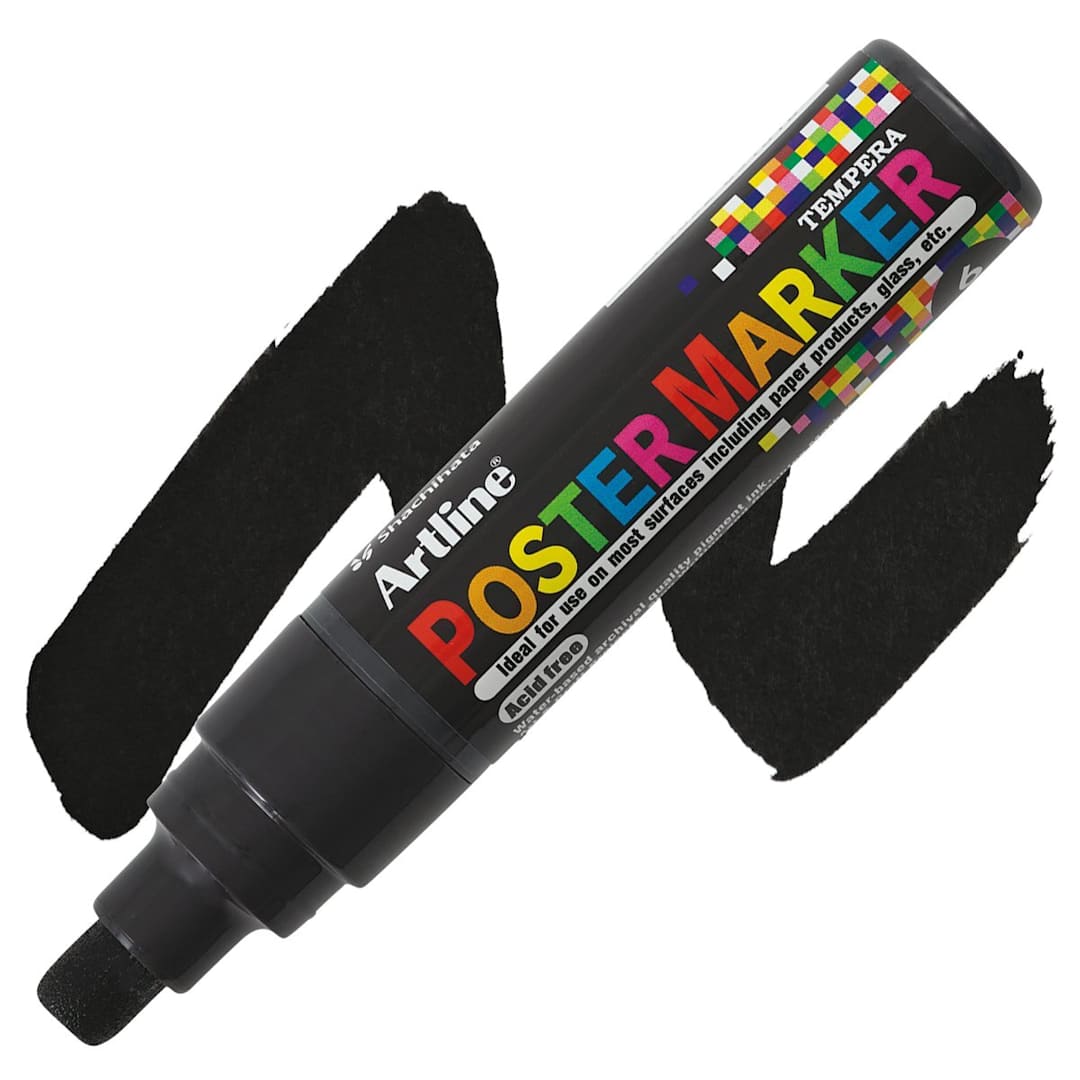 Open in modal - Artline Poster Markers - 6 mm Tip, Black marker and swatch