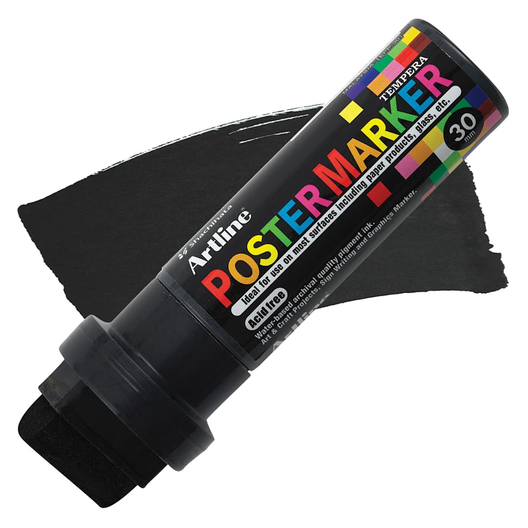 Open in modal - Artline Poster Markers - 30 mm Tip, Black marker and swatch