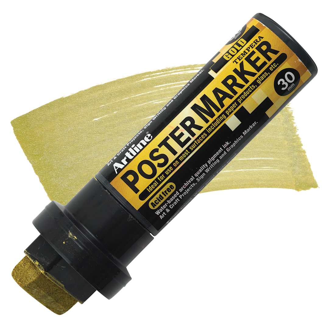 Open in modal - Artline Poster Markers - Metallic Gold, 30 mm marker and swatch