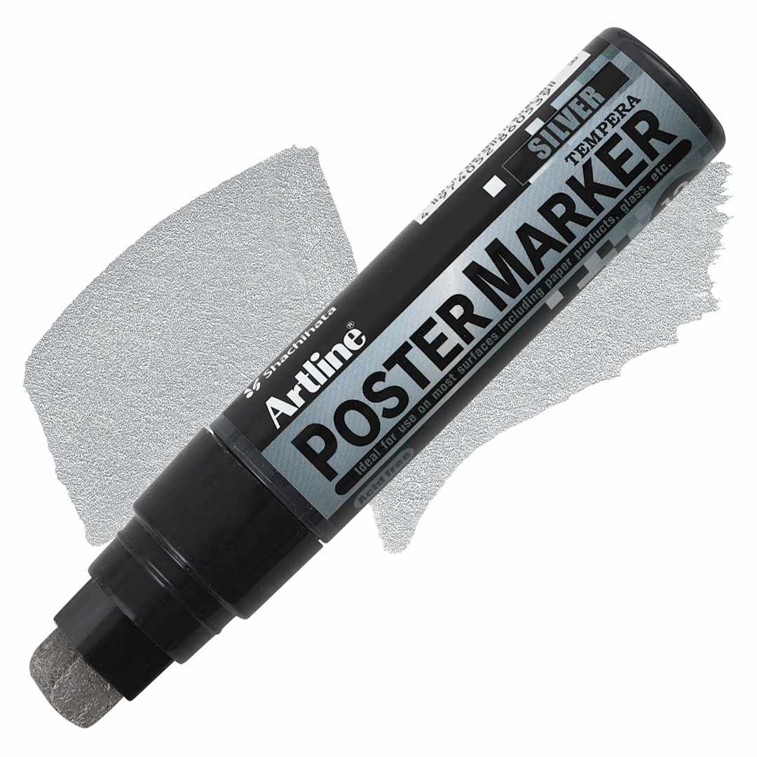 Open in modal - Artline Poster Markers - Metallic Silver, 12 mm marker and swatch