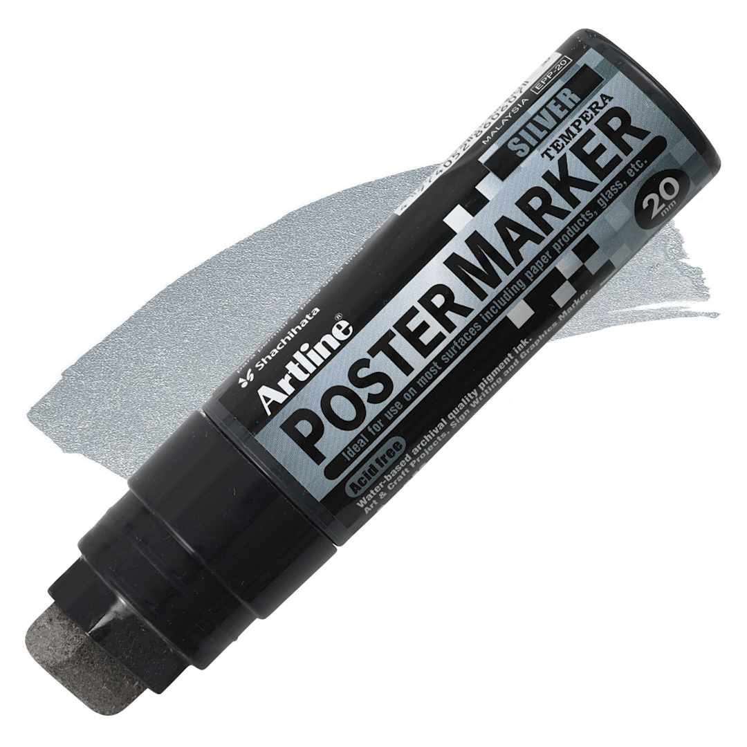 Open in modal - Artline Poster Markers - Metallic Silver, 20 mm marker and swatch