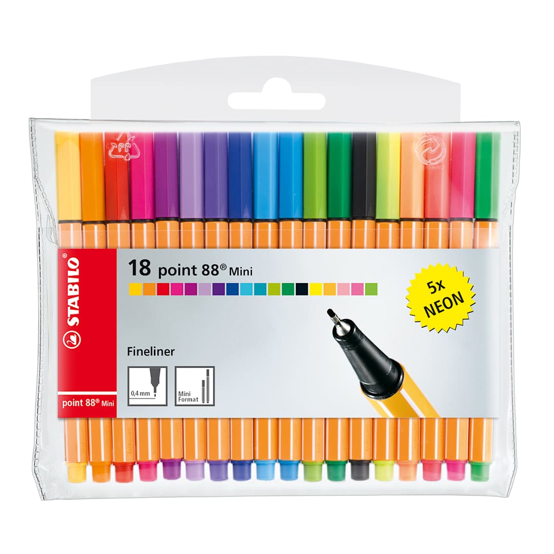 Open in modal - point 88 Pen Mini Sets 18-Color Wallet Set with Neon Colors - Peggable