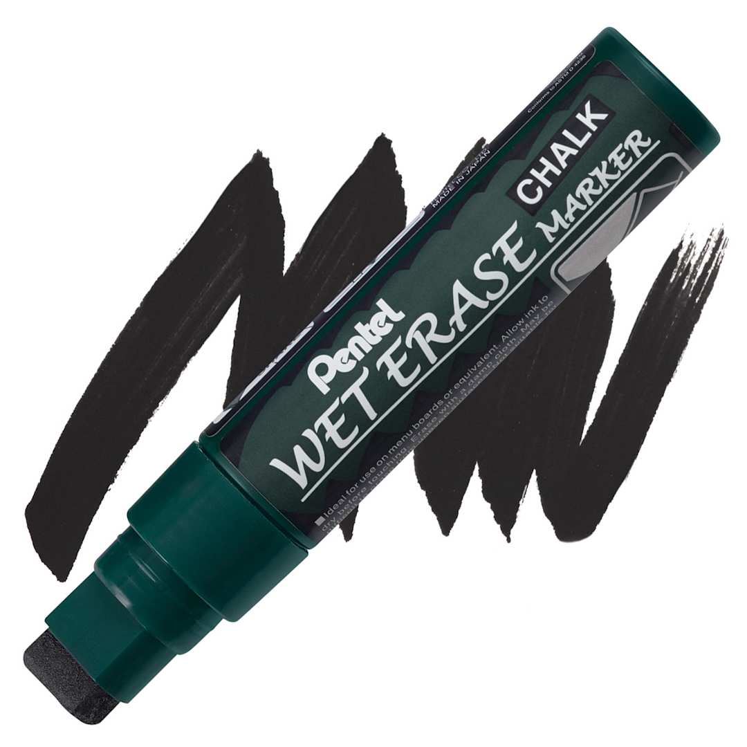 Open in modal - Pentel Wet Erase Chalk Markers - Jumbo Point, Black marker and swatch