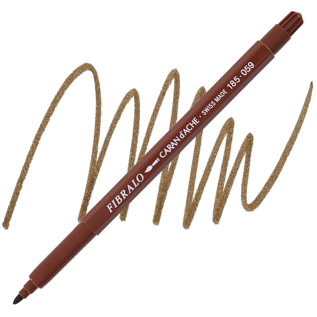 Open in modal - Caran d'Ache Fibralo Marker - Brown marker and swatch