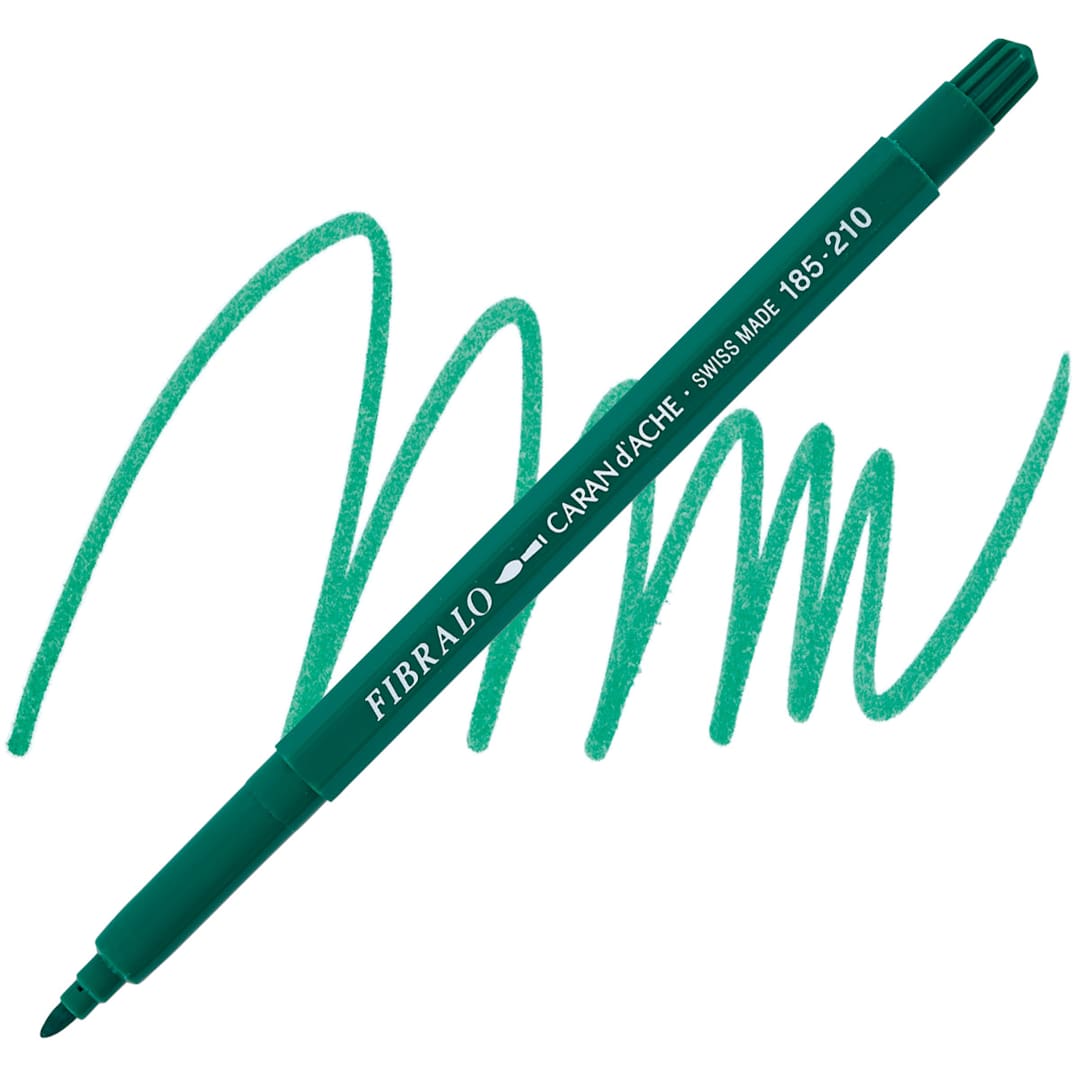 Open in modal - Caran d'Ache Fibralo Marker - Emerald Green marker and swatch