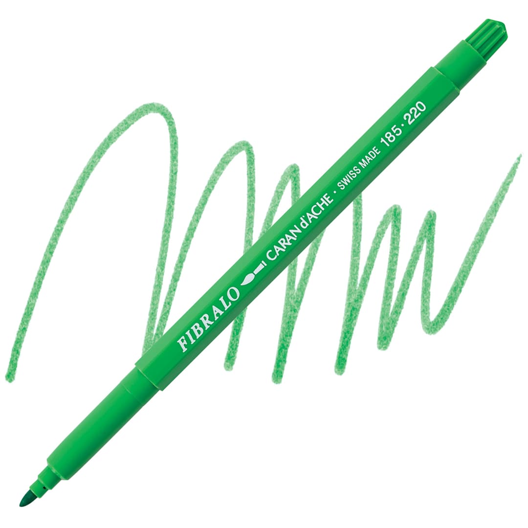 Open in modal - Caran d'Ache Fibralo Marker - Grass Green marker and swatch