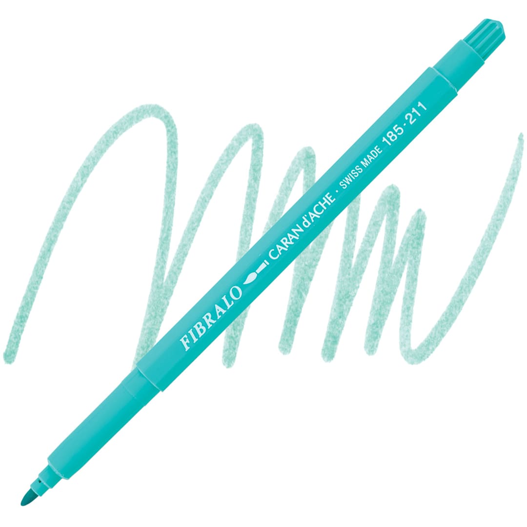 Open in modal - Caran d'Ache Fibralo Marker - Jade Green marker and swatch