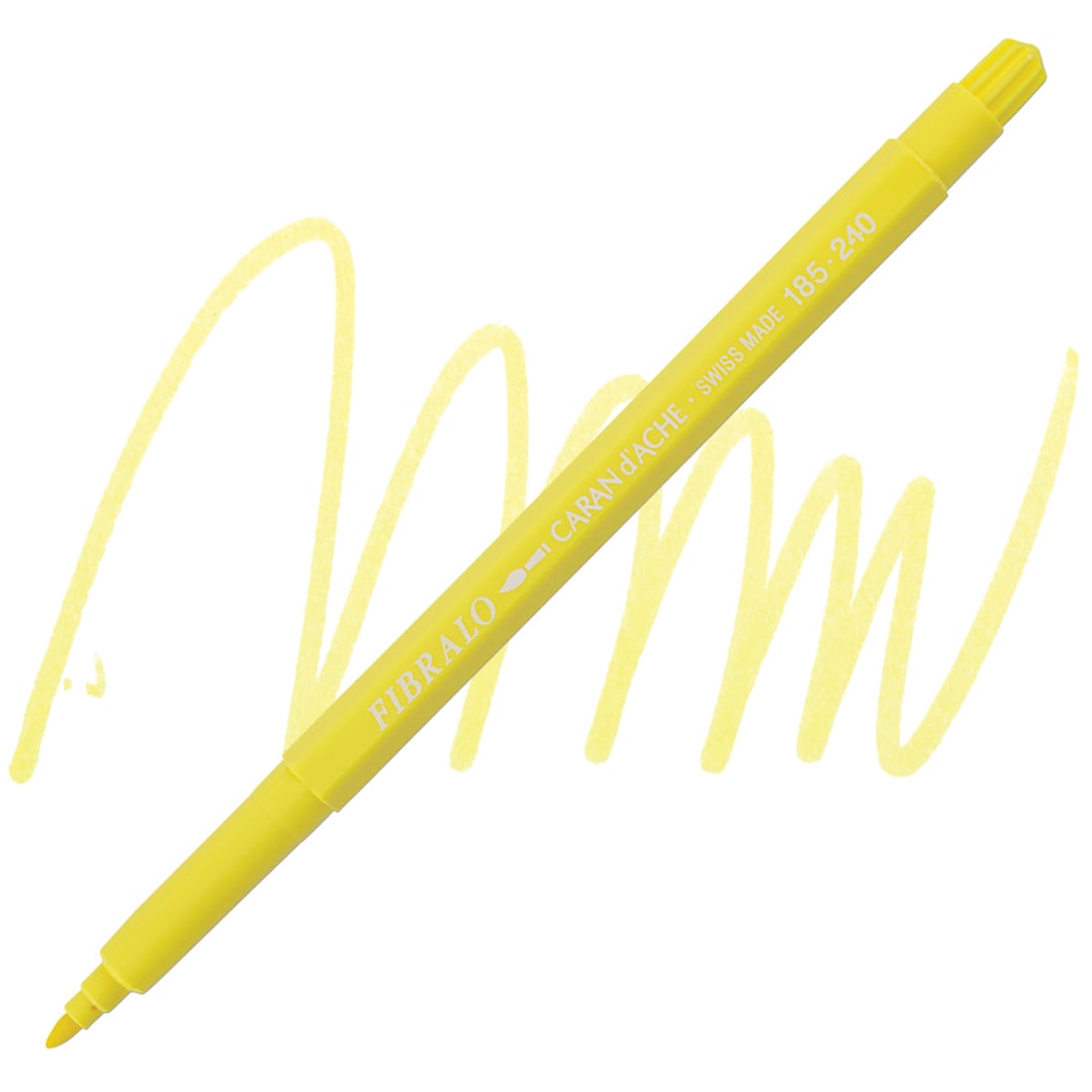 Open in modal - Caran d'Ache Fibralo Marker - Lemon Yellow marker and swatch