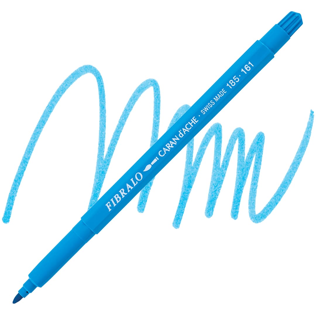 Open in modal - Caran d'Ache Fibralo Marker - Light Blue marker and swatch