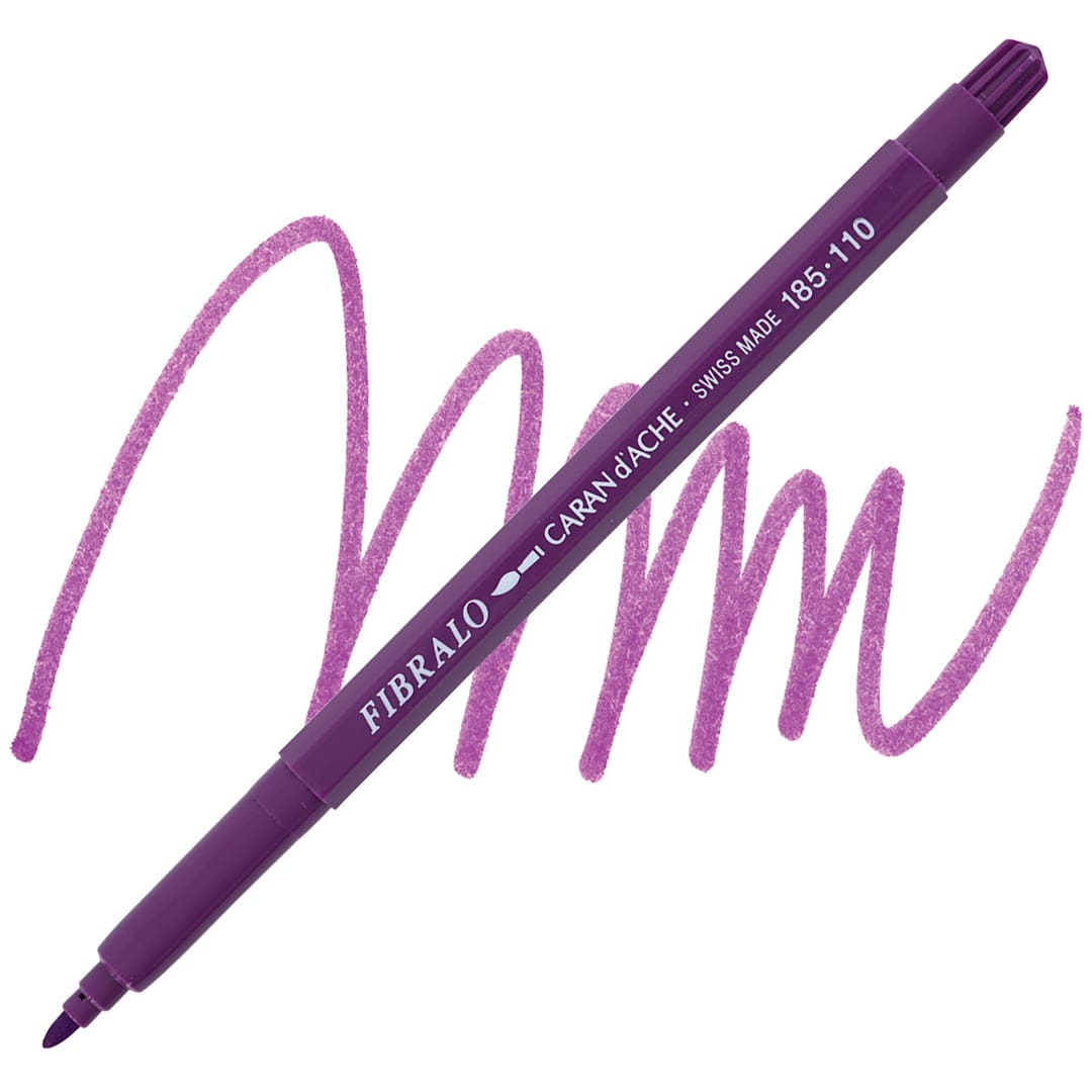 Open in modal - Caran d'Ache Fibralo Marker - Lilac marker and swatch