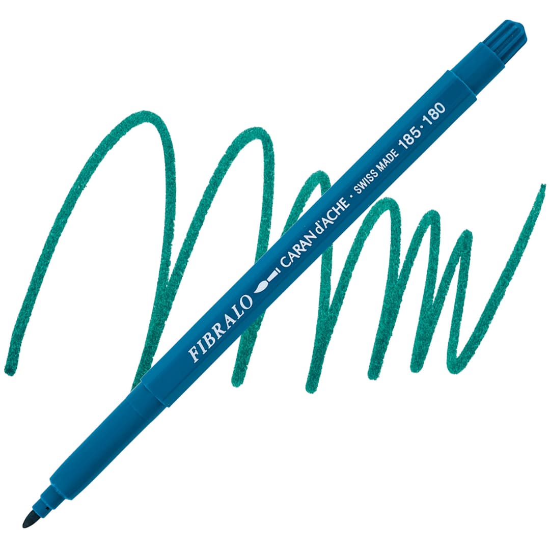 Open in modal - Caran d'Ache Fibralo Marker - Malachite Green marker and swatch