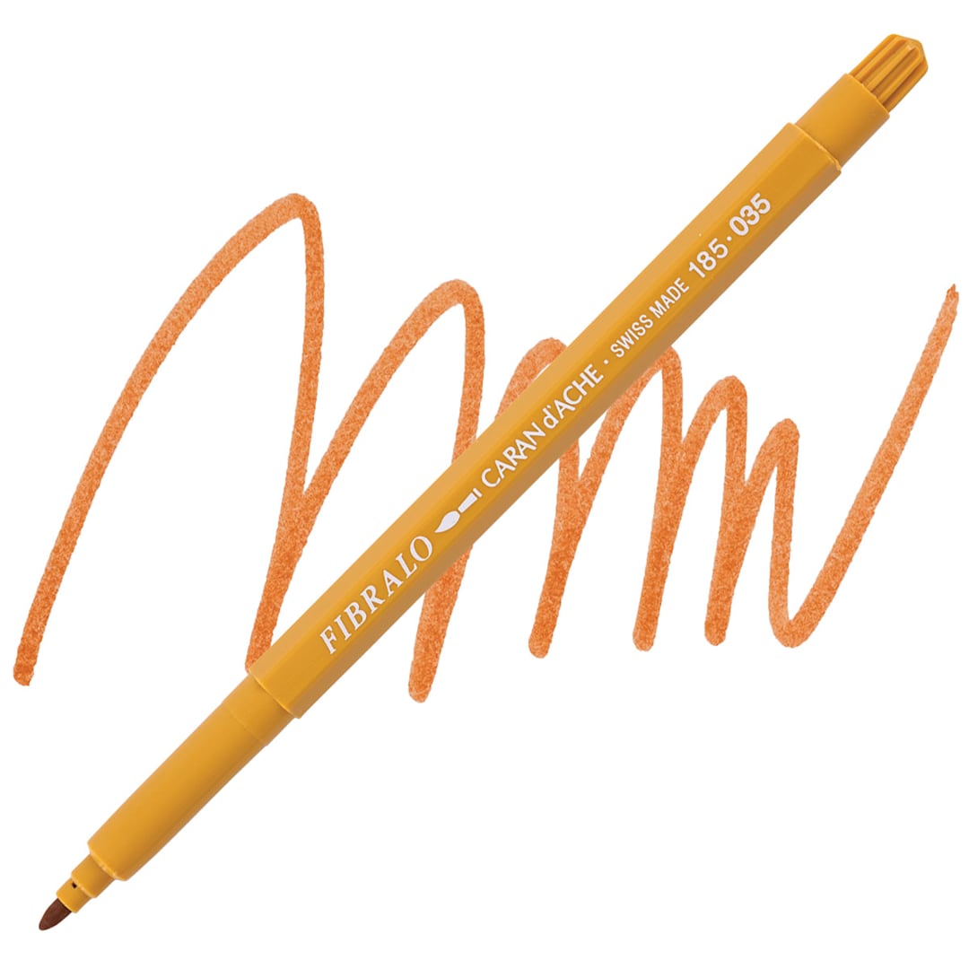 Open in modal - Caran d'Ache Fibralo Marker - Ochre marker and swatch