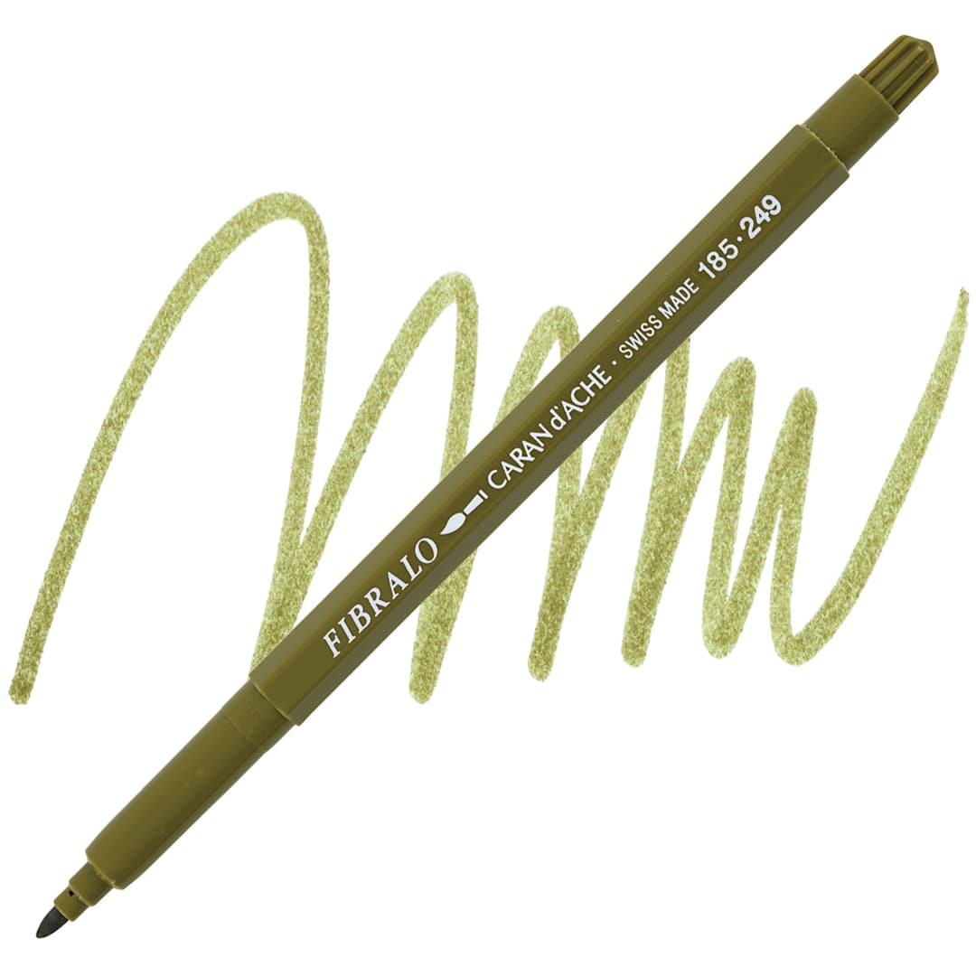 Open in modal - Caran d'Ache Fibralo Marker - Olive marker and swatch