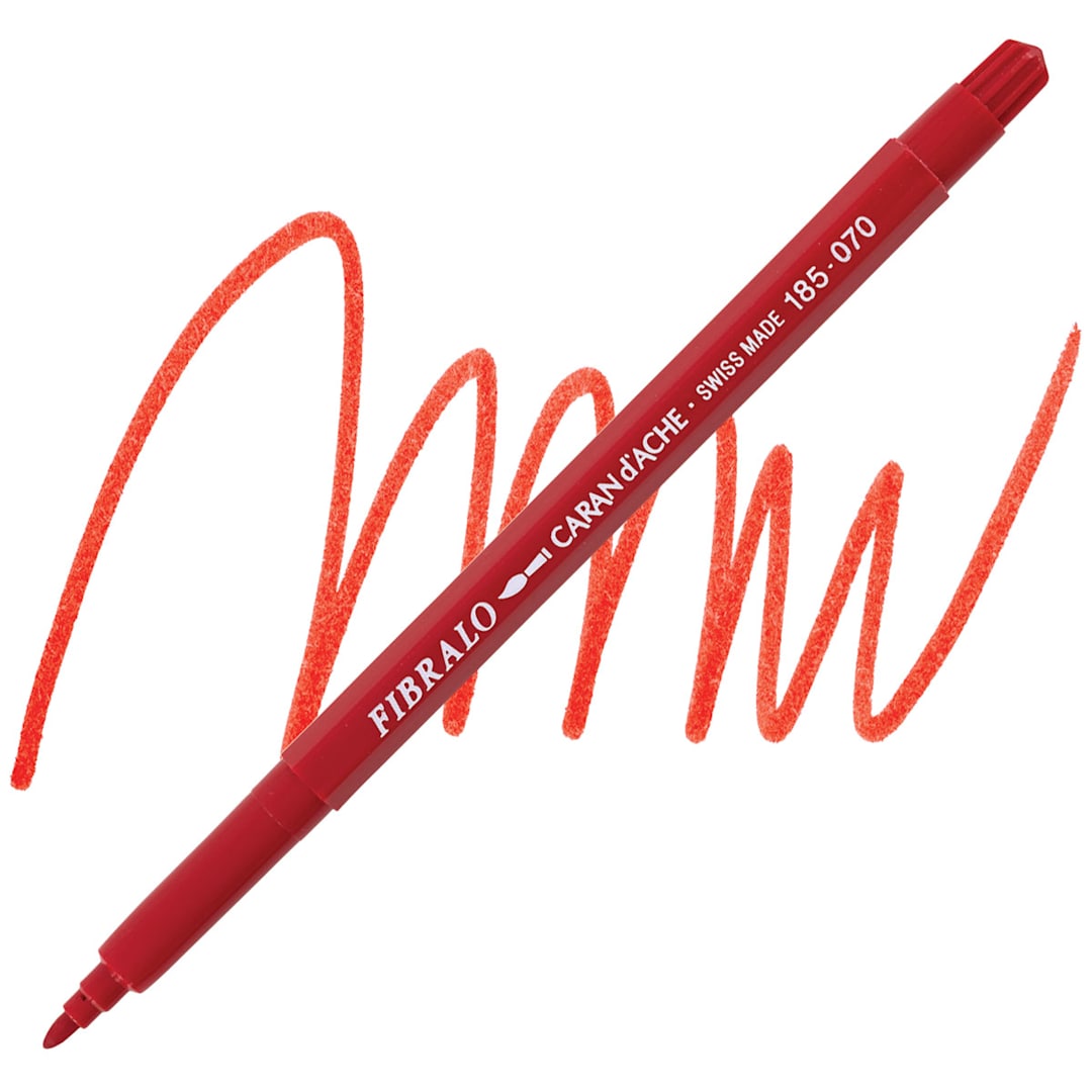 Open in modal - Caran d'Ache Fibralo Marker - Scarlet marker and swatch