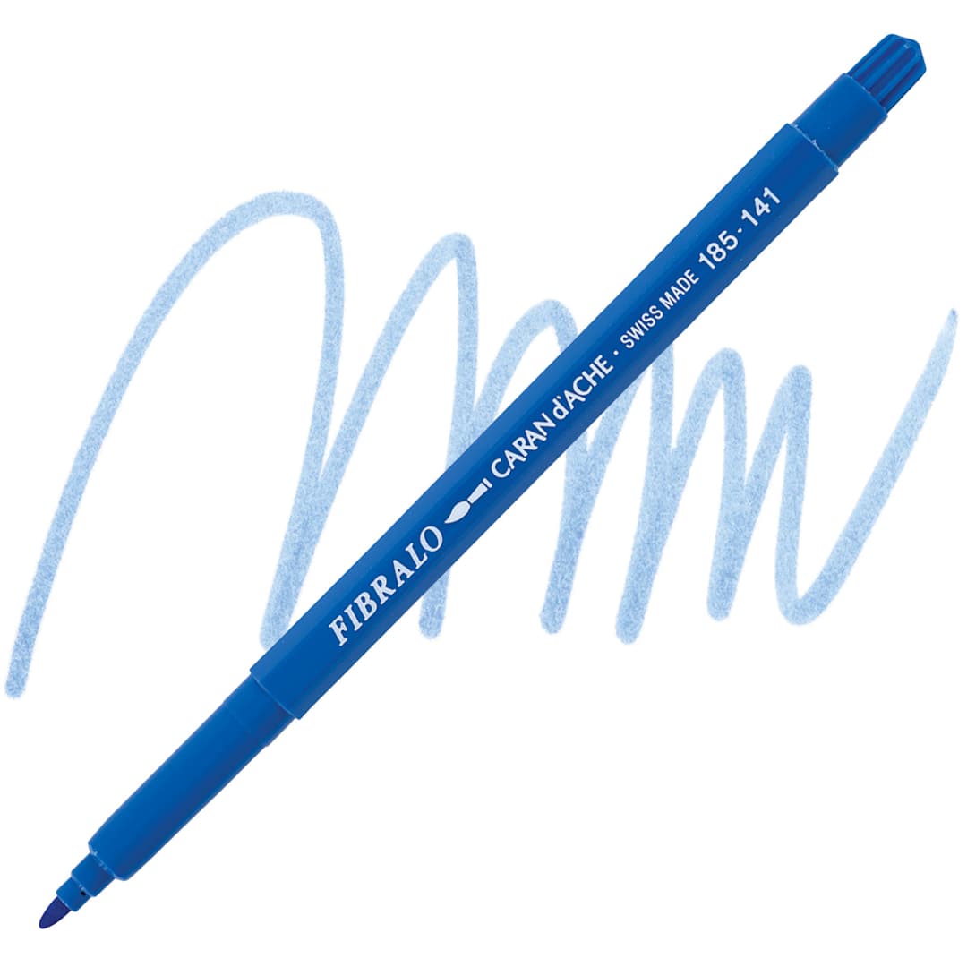 Open in modal - Caran d'Ache Fibralo Marker - Sky Blue marker and swatch