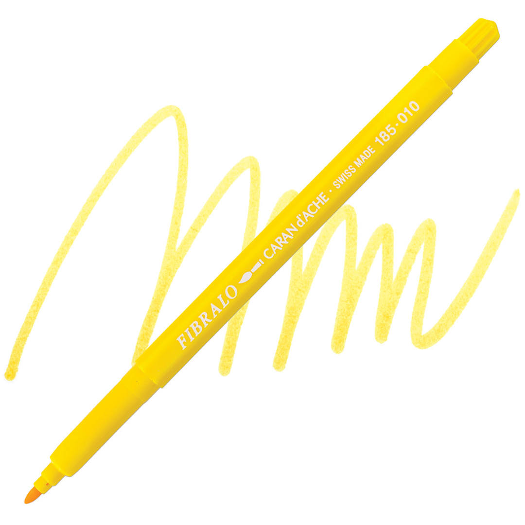 Open in modal - Caran d'Ache Fibralo Marker - Yellow marker and swatch