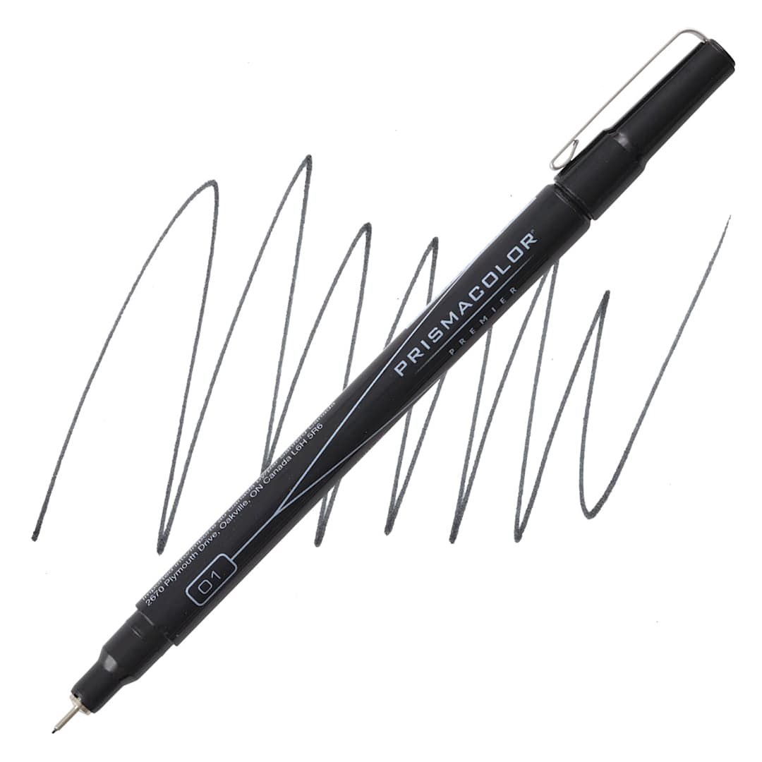 Open in modal - Prismacolor Premier Illustration Marker - Black, 01, Fine Line marker and swatch