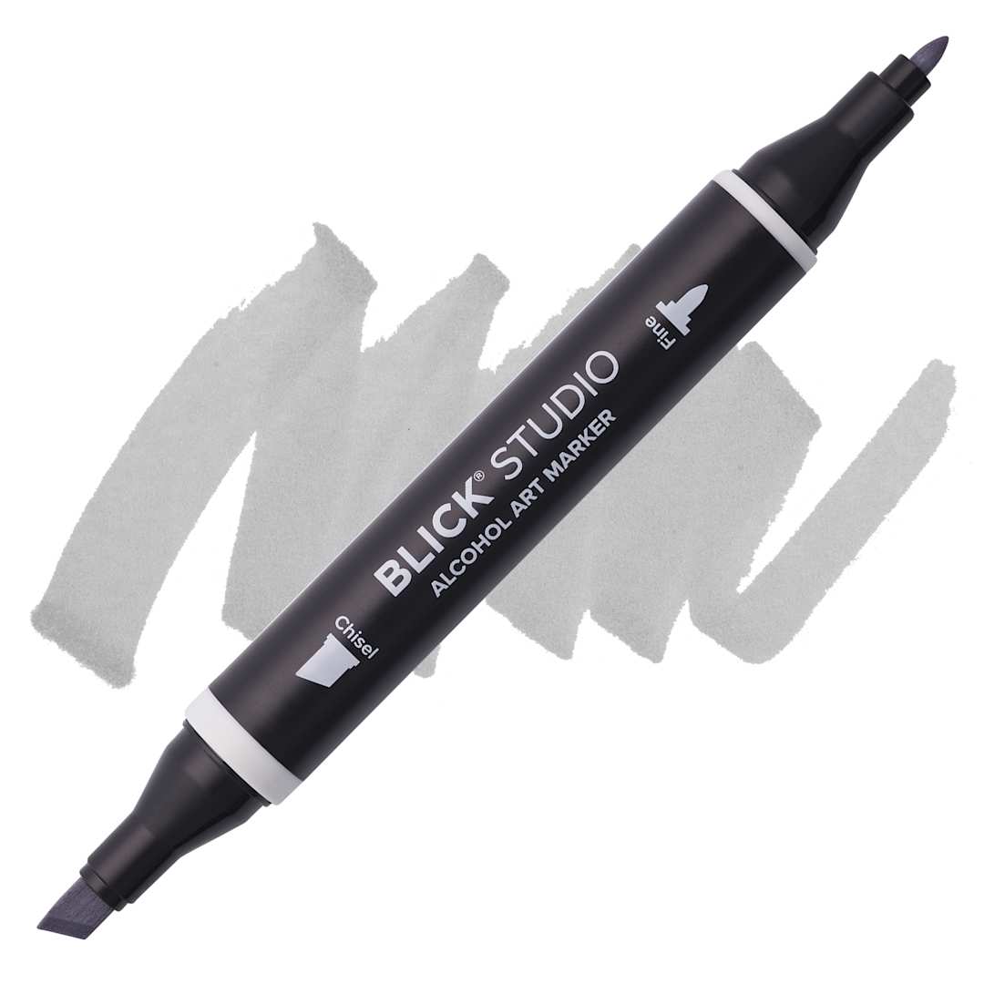 Open in modal - Blick Studio Alcohol Art Marker - 080 Basic Gray 1, swatch and marker