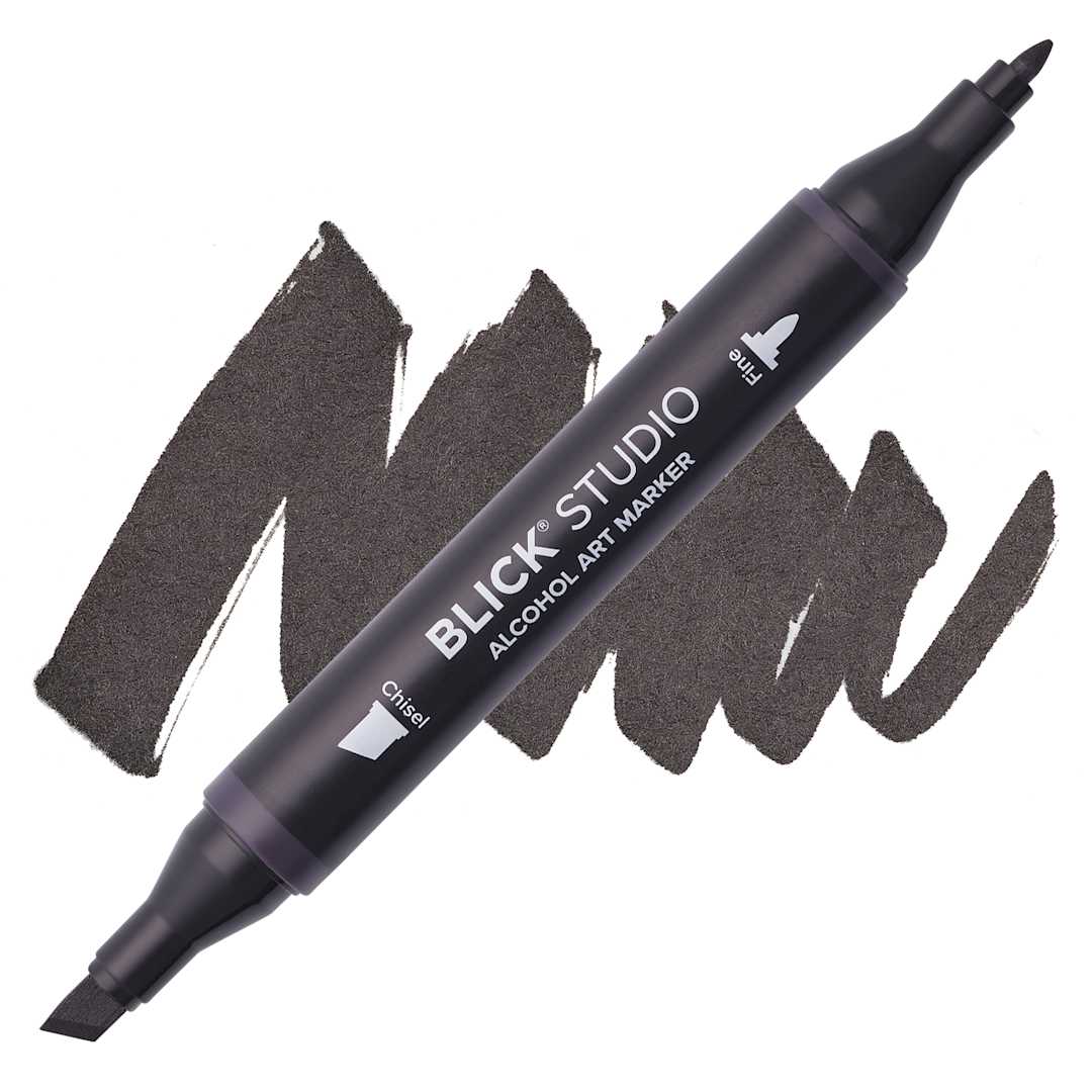 Open in modal - Blick Studio Alcohol Art Marker - 052 Warm Black, swatch and marker