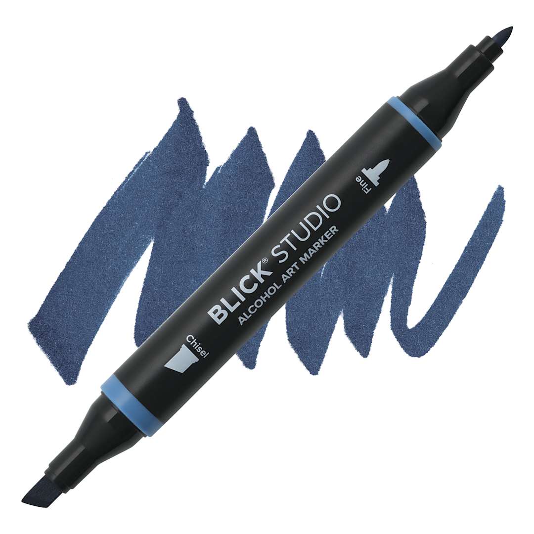 Open in modal - Blick Studio Alcohol Art Marker - 567 Blue Gray, swatch and marker