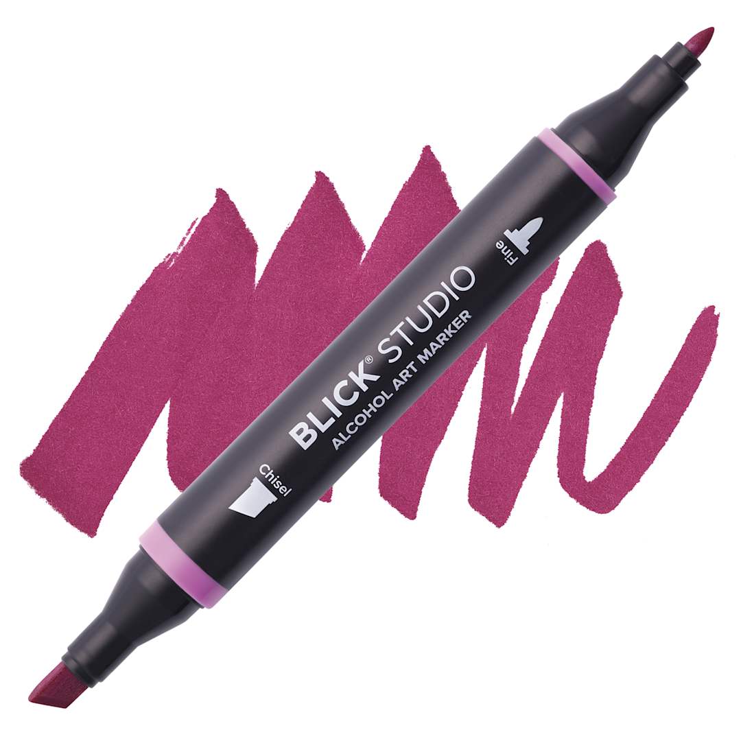 Open in modal - Blick Studio Alcohol Art Marker - 125 Amaranth Pink, swatch and marker