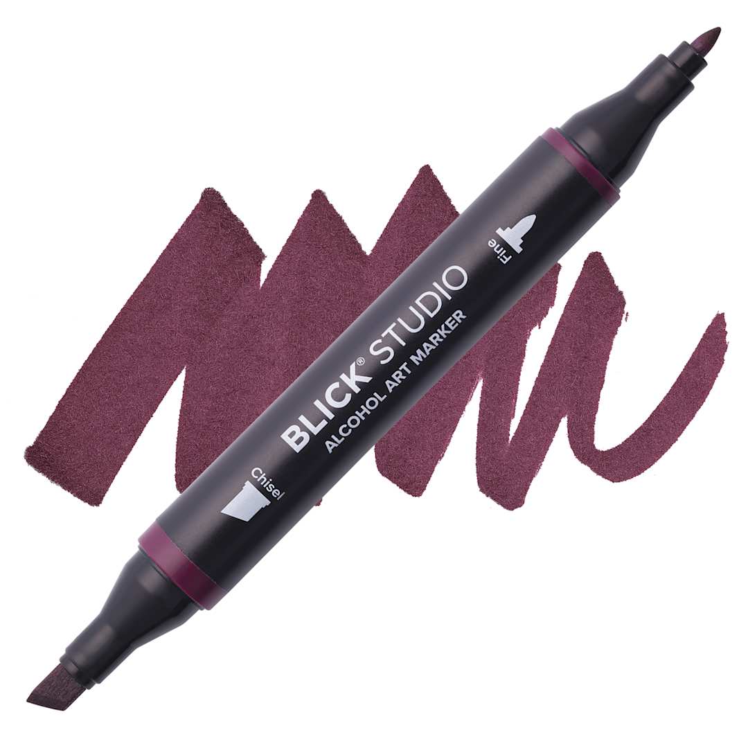 Open in modal - Blick Studio Alcohol Art Marker - 128 Merlot, swatch and marker