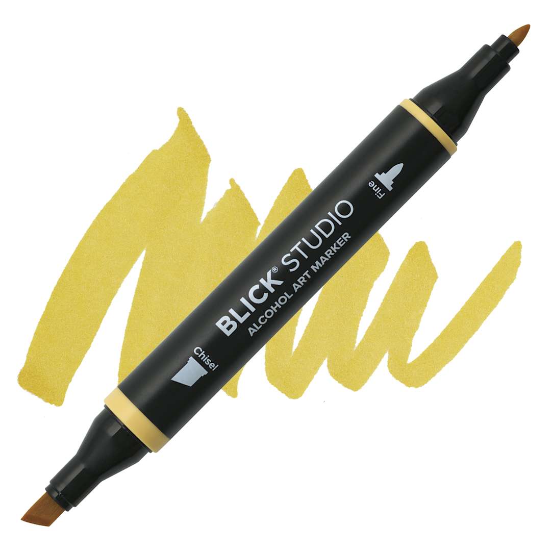 Open in modal - Blick Studio Alcohol Art Marker - 063 Yellow Ochre, swatch and marker