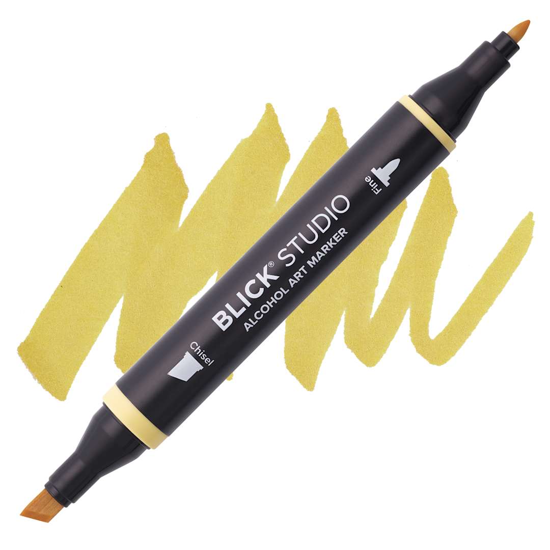 Open in modal - Blick Studio Alcohol Art Marker - 009 Honey Yellow, swatch and marker