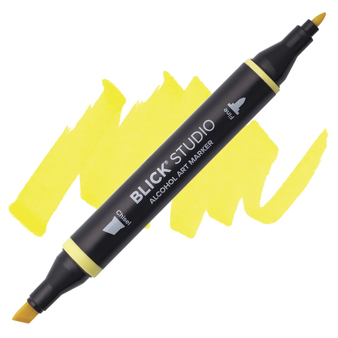 Open in modal - Blick Studio Alcohol Art Marker - 014 Canary Yellow, swatch and marker