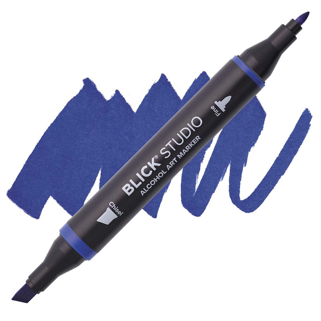 Open in modal - Blick Studio Alcohol Art Marker - 038 Ultramarine, swatch and marker