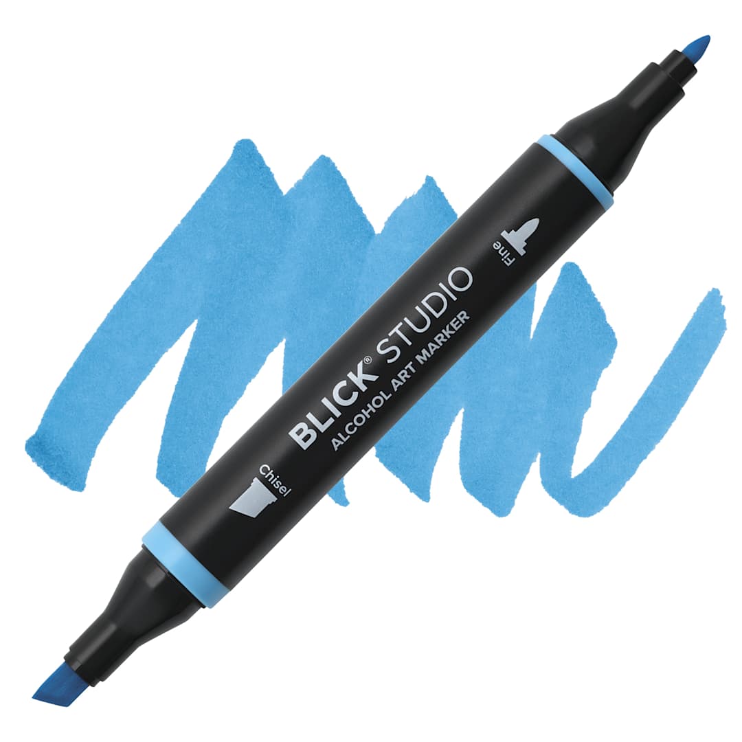 Open in modal - Blick Studio Alcohol Art Marker - 536 Azure Blue, swatch and marker