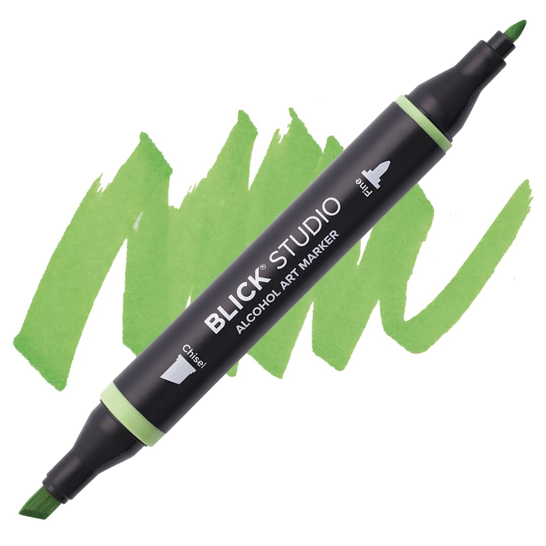 Open in modal - Blick Studio Alcohol Art Marker - 044 Apple Green, swatch and marker