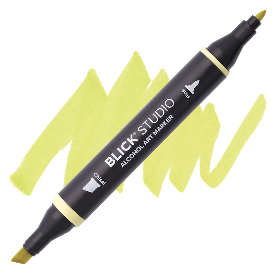 Open in modal - Blick Studio Alcohol Art Marker - 032 Lemon-Lime, swatch and marker