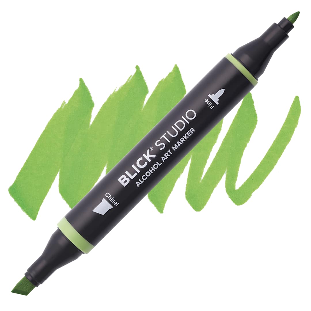 Open in modal - Blick Studio Alcohol Art Marker - 043 Spring Green, swatch and marker