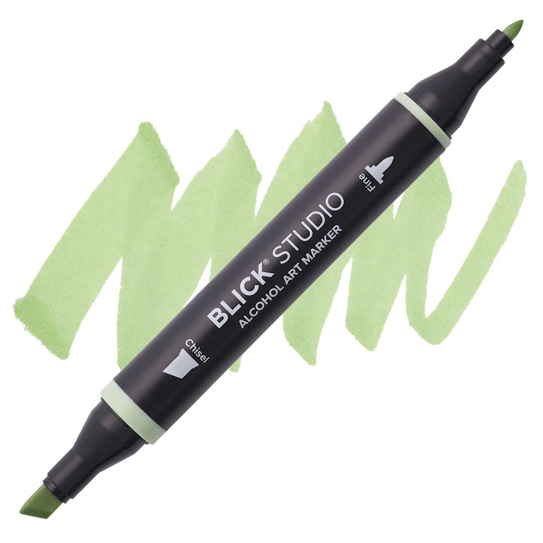Open in modal - Blick Studio Alcohol Art Marker - 447 Green Tea, swatch and marker